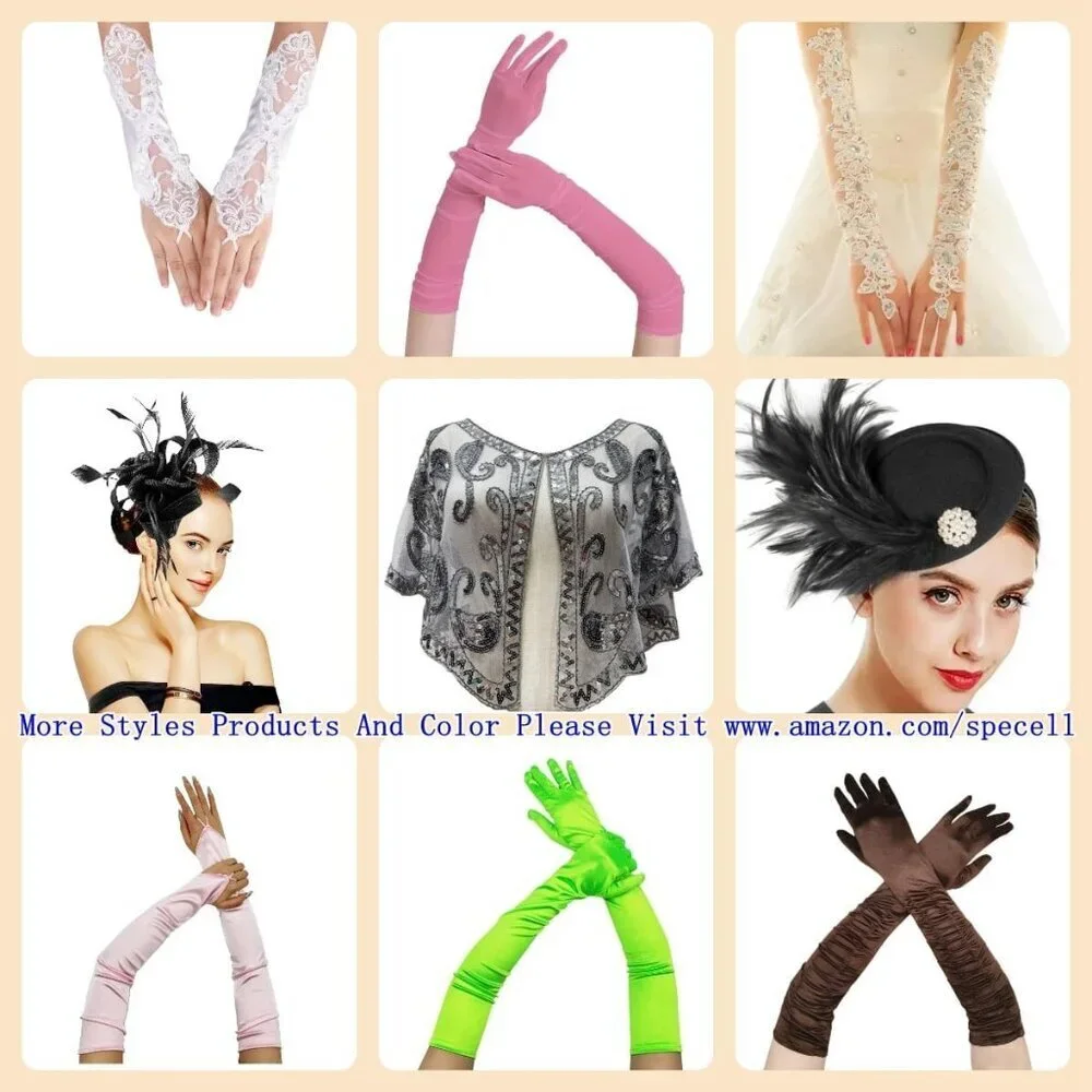 Women's A-Mesh-‌White Rhinestone Sparkly Elbow Length Gloves Halloween Costumes
